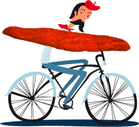 Frenchman with huge red baguette