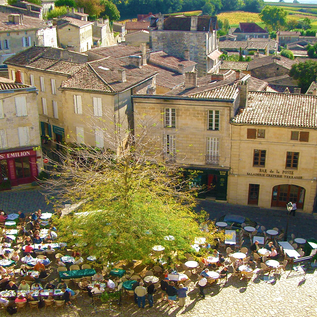 View over St Emilion Square Dordogne France